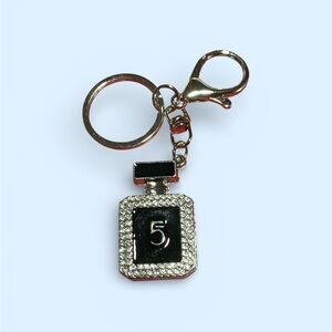 Perfume Purse Charm Keychain with Black and Silver Accents